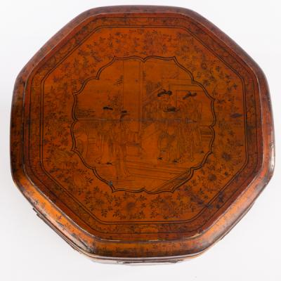 Appraisal: A late th Century Japanese octagonal box the top with