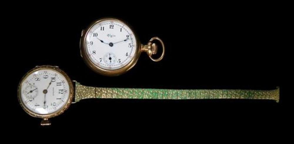 Appraisal: Two K pendant watches including an open face Elgin pendant