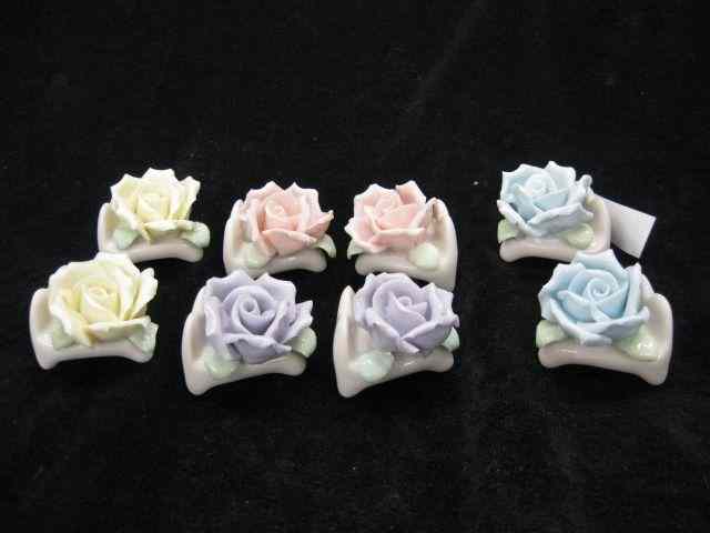 Appraisal: Set of Porcelain Flower Place Card Holders excellent