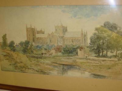 Appraisal: HERBERT MENZIES MARSHALL Ripon Cathedral from the Ure signed and