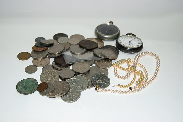 Appraisal: A FEW COINS a military pocket watch and a silver