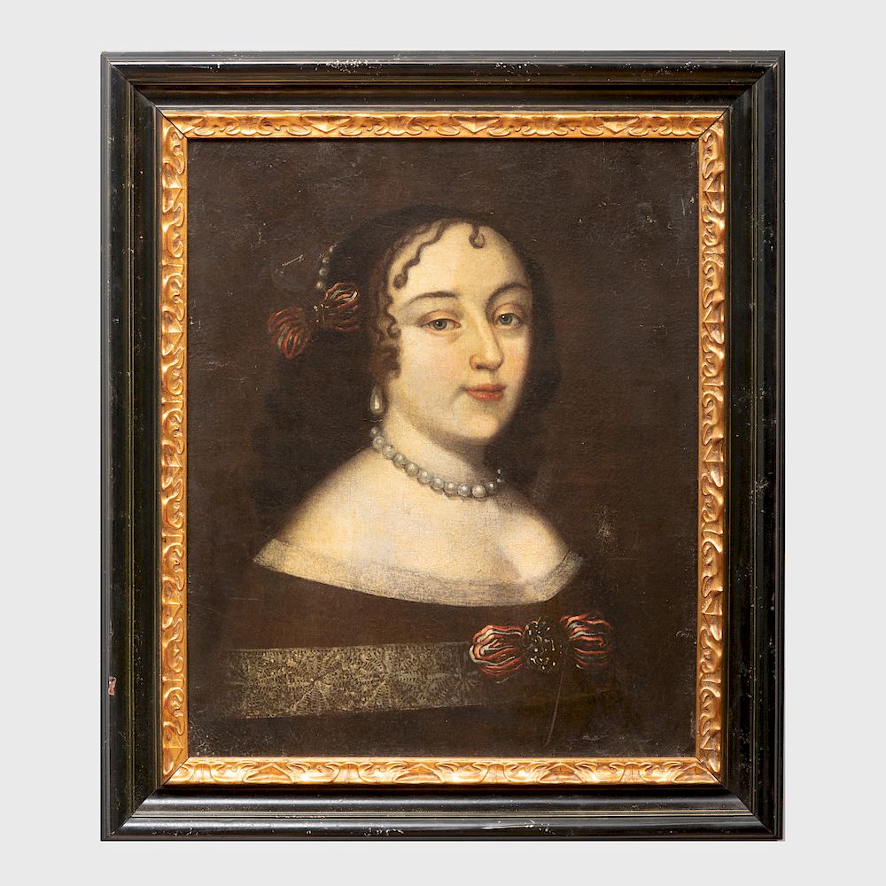 Appraisal: European School Portrait of a Lady with Pearls Oil on