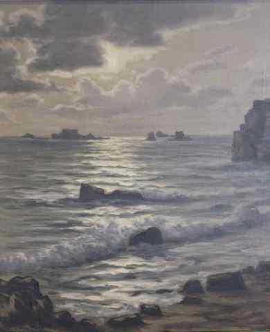 Appraisal: DE LA CORBIERE Roger Oil on Canvas Seascape Signed lower