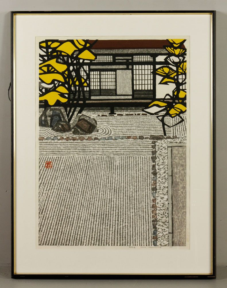 Appraisal: - Hashimoto Woodcut Okiie Hashimoto Japanese th century woodcut on