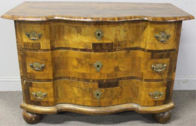 Appraisal: th Century Continental Drawer Commode Serpentine front big ball feet