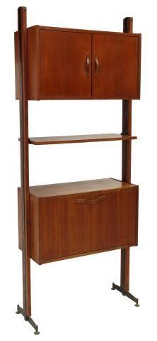 Appraisal: Italian mid-century modern teak modular bookcase c s upper double-door