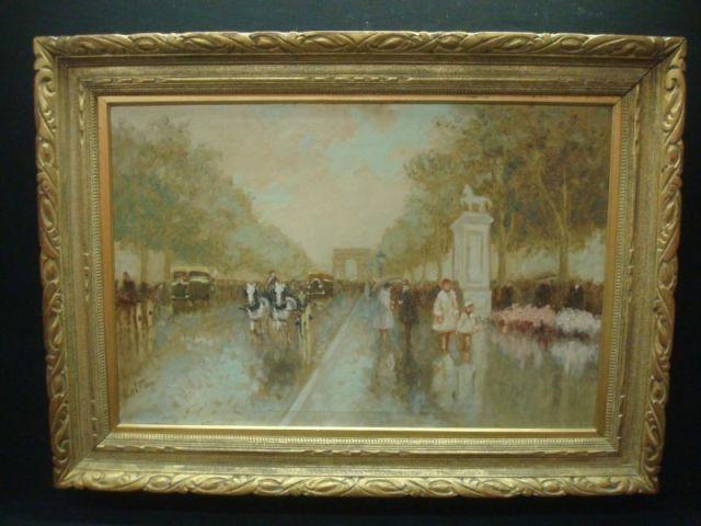 Appraisal: GISSON Andre O C Parisian Boulevard with Figures and l'Arc