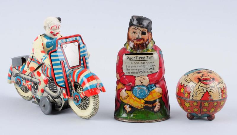 Appraisal: Lot Of Tin Toys Tin Poor Tired Tim Small Tin