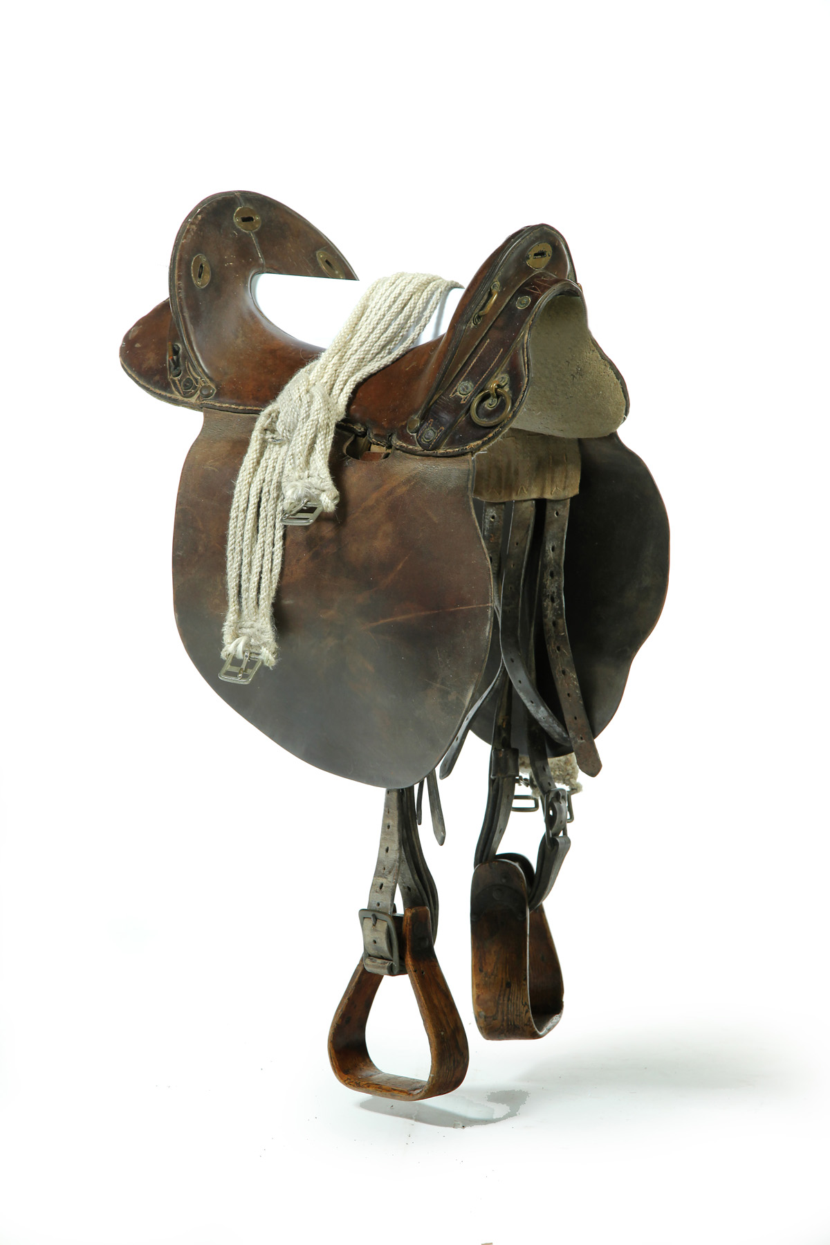 Appraisal: MCCLELLAND SADDLE American ca Leather with brass fittings and wooden