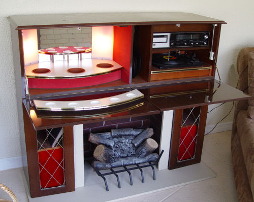 Appraisal: MID CENTURY FAUX FIREPLACE - BAR - STEREO COMBO Too