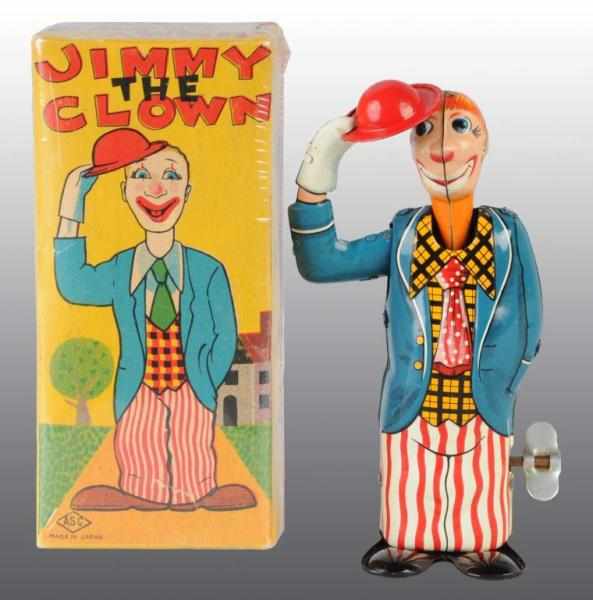 Appraisal: Tin Jimmy the Clown Wind-Up Toy Description Japanese Working Made