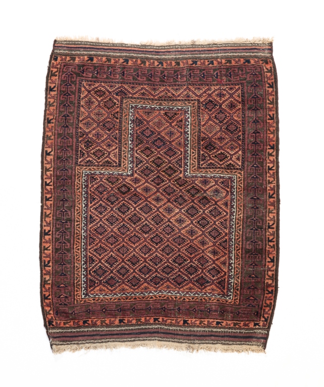 Appraisal: BELOUCHISTAN PRAYER RUG Ca - Rust and tan with blue