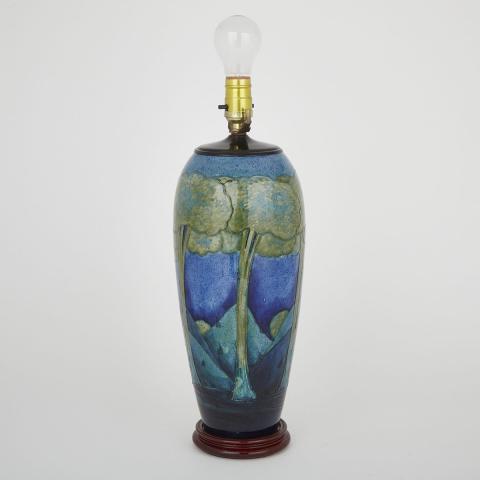 Appraisal: Moorcroft Moonlit Blue Table Lamp c slip-trailed and painted with