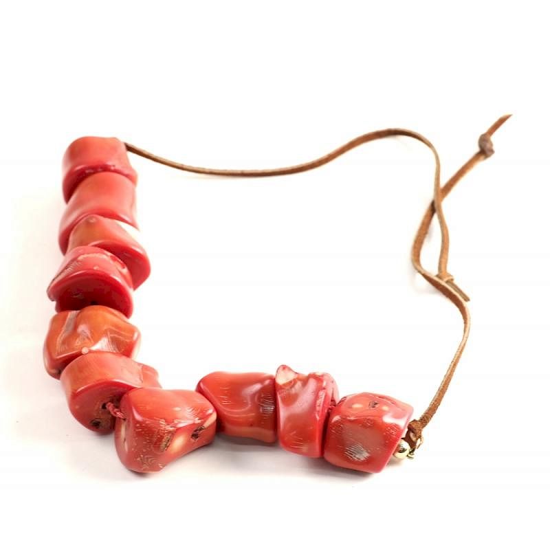 Appraisal: Red Coral Chunk Necklace Large red coral chunk necklace