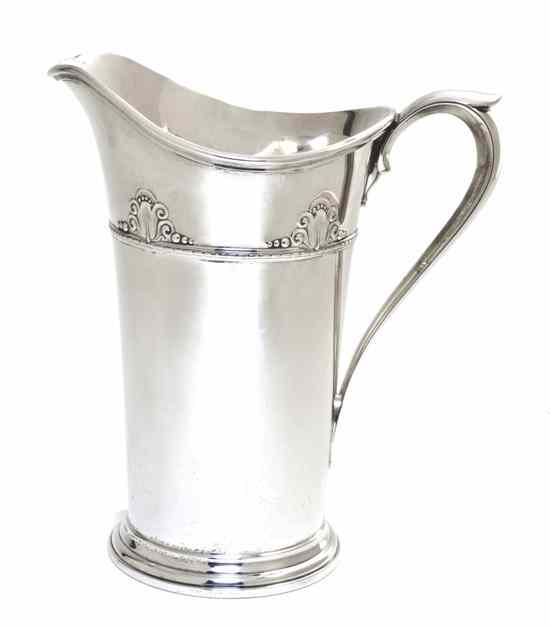 Appraisal: An American Sterling Silver Water Pitcher Watson Company of tapering