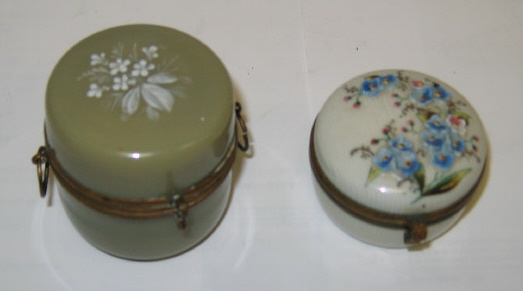 Appraisal: TWO SMALL DRESSER BOXES Each with hinged domed lid one