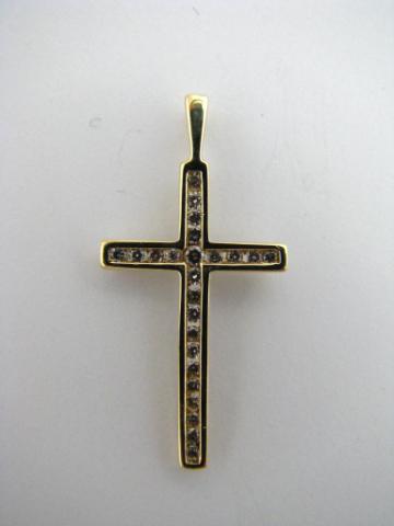 Appraisal: K Yellow Gold Cross Pendant with channel mounted diamonds d