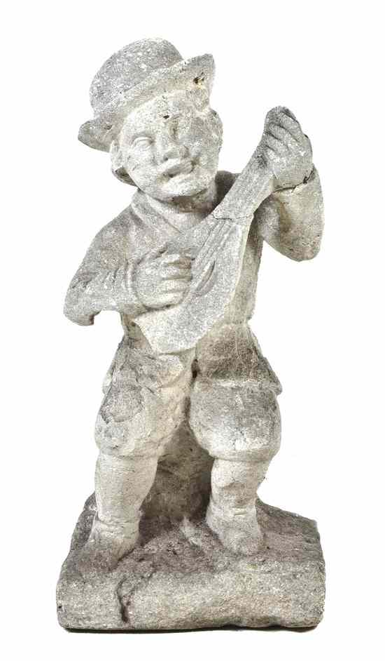 Appraisal: A Cast Stone Garden Sculpture depicting a boy in a