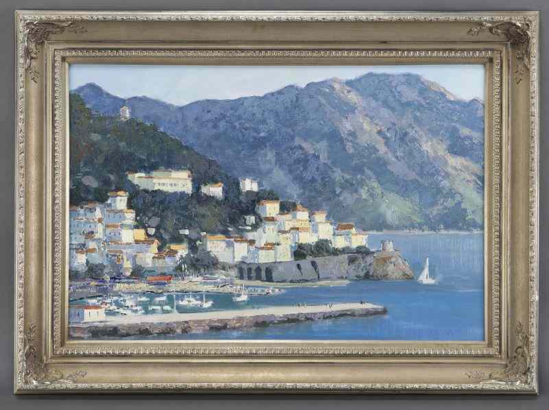 Appraisal: Kent R Wallis ''Captivating Amalifi'' oilpainting on canvas Canvas ''H