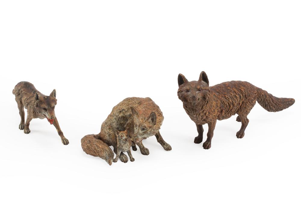 Appraisal: Three Austrian Cold Painted Bronze Figures of Foxes one marked