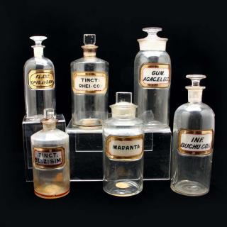 Appraisal: Group of Six Signed Apothecary Bottles th century two bear