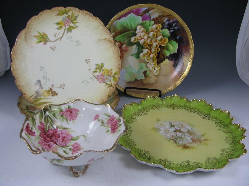 Appraisal: Five Pieces of Hand-Painted Porcelain including German French and Italian