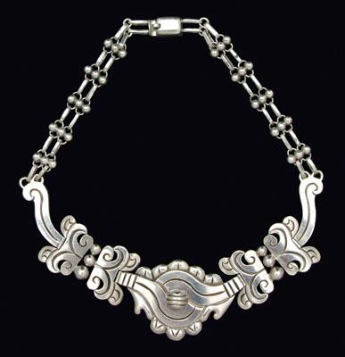 Appraisal: Hector Aguilar silver Maguey necklace stamped quot Taxco quot conjoined