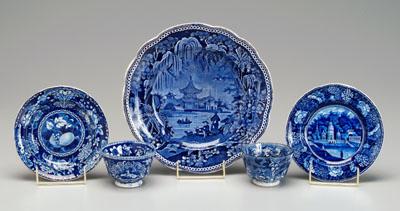 Appraisal: Historic blue Staffordshire plate with Asian scene figures and pagoda