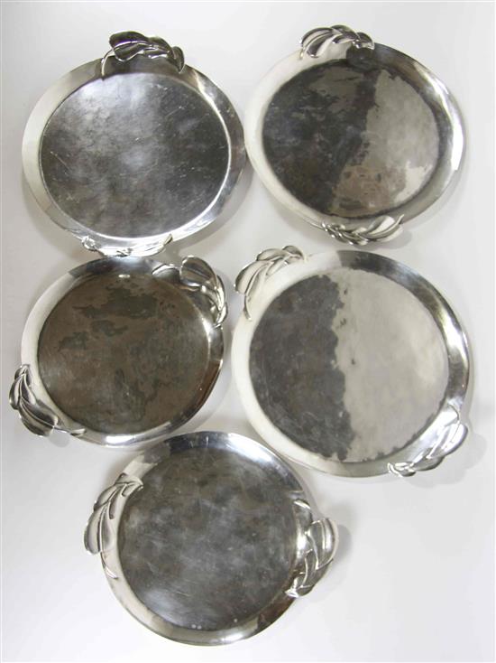 Appraisal: Sale Lot Five Mexican Silver Trays Royal Haeger by Royal