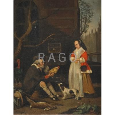 Appraisal: OLD MASTER STYLE th c Oil on canvas mounted on