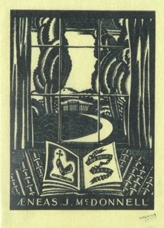 Appraisal: Adrian Feint - Bookplate - Aeneas J McDonnell wood engraving