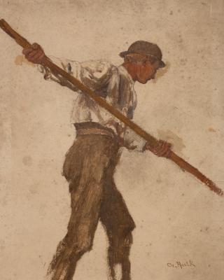 Appraisal: Abraham Hulk Sketch of an Oarsman signed watercolour and bodycolour