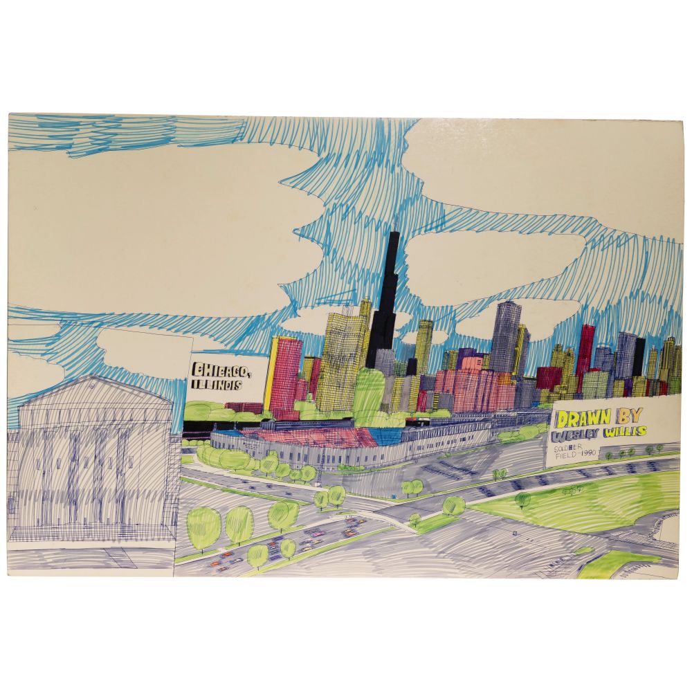 Appraisal: WESLEY WILLIS AMERICAN SOLDIER FIELD MARKER AND BALLPOINT PEN ON