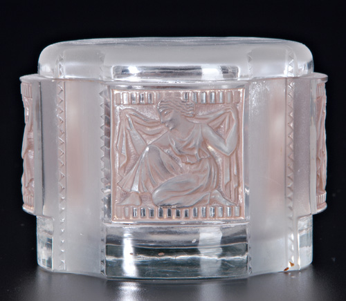 Appraisal: R LALIQUE Box Helene clear and frosted with sepia patina