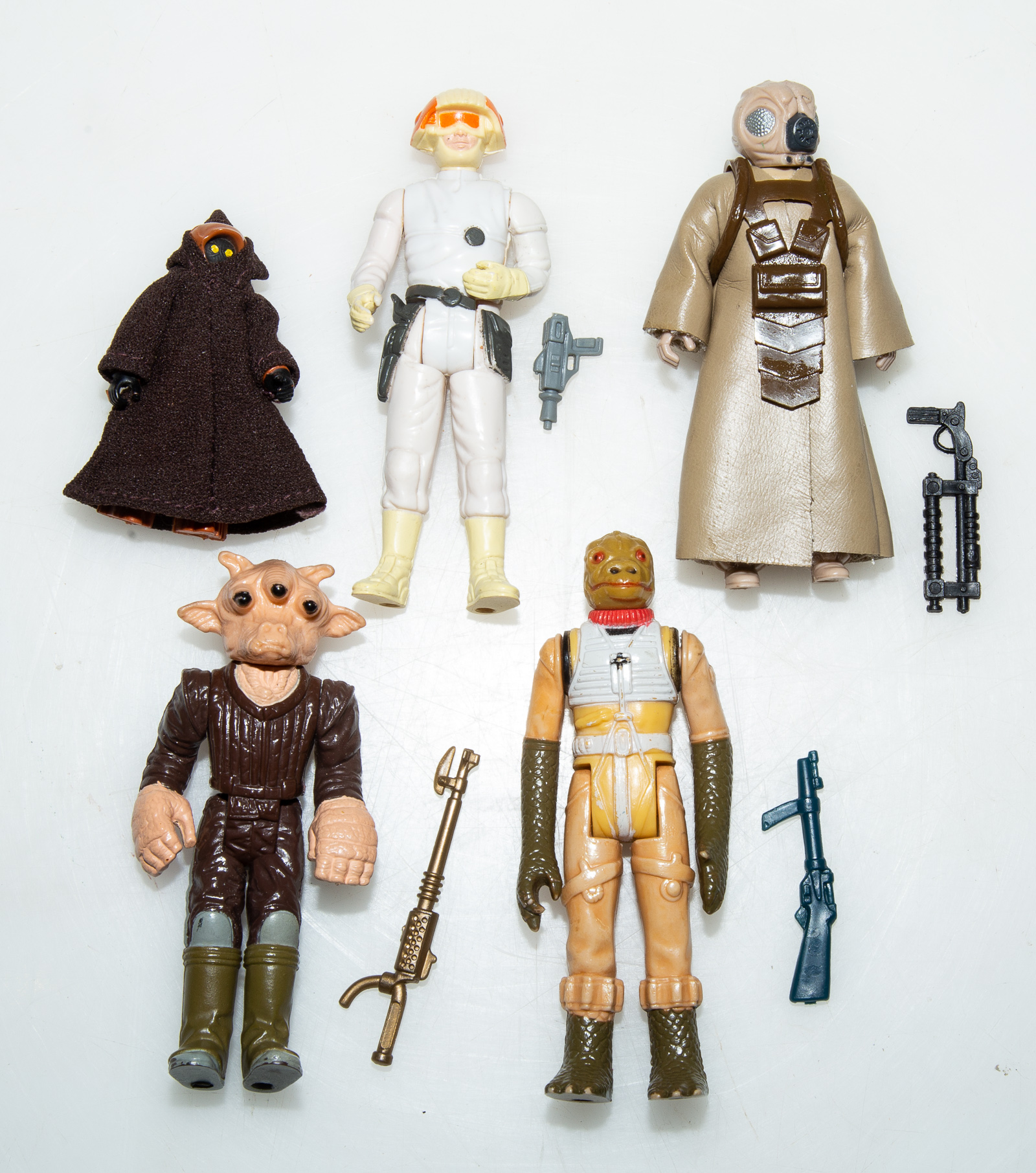 Appraisal: FIVE KENNER STAR WARS FIGURES Includes Bossk Ree-Yees -LOM Jawa