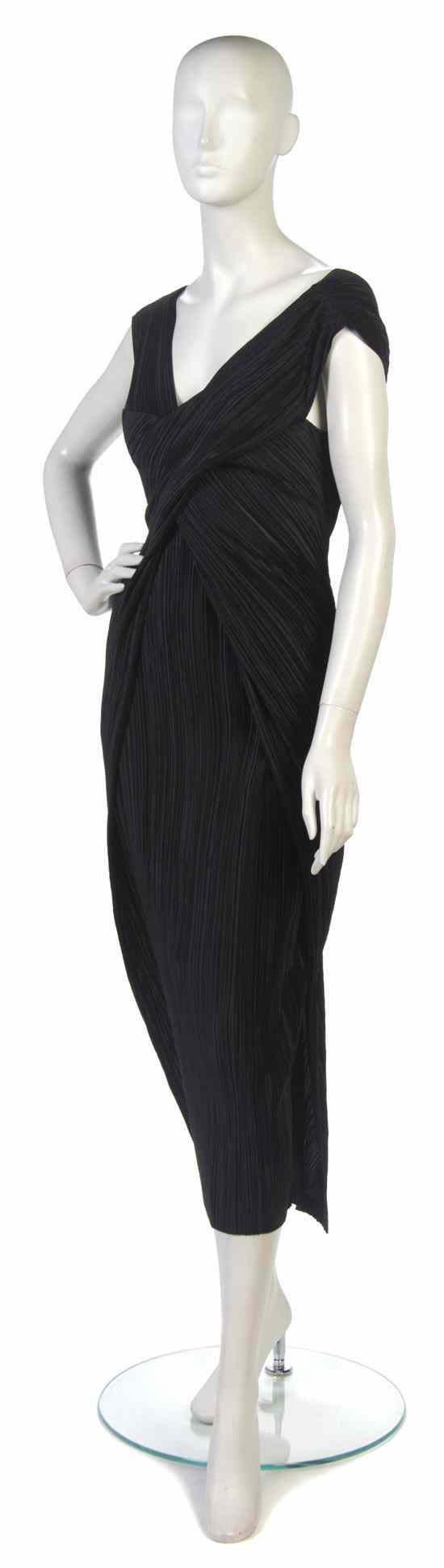 Appraisal: An Issey Miyake Black Pleated 'Grecian' Dress Labeled Issey Miyake