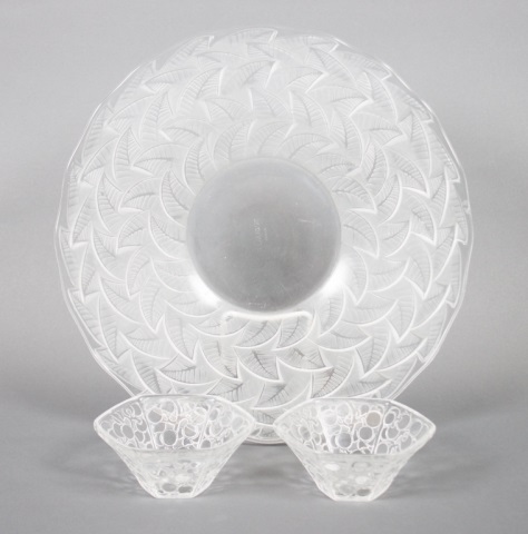 Appraisal: Lalique glass charger and pair of bowls first quarter- th