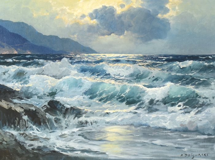 Appraisal: ALEXANDER DZIGURSKI OIL ON CANVAS BOARD California - Seascape at