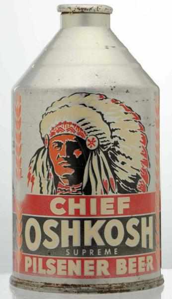 Appraisal: Chief Oshkosh Crowntainer Beer Can - Some light crazing pitting