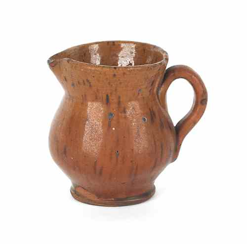 Appraisal: Miniature Pennsylvania redware pitcher early th c with manganese splotching