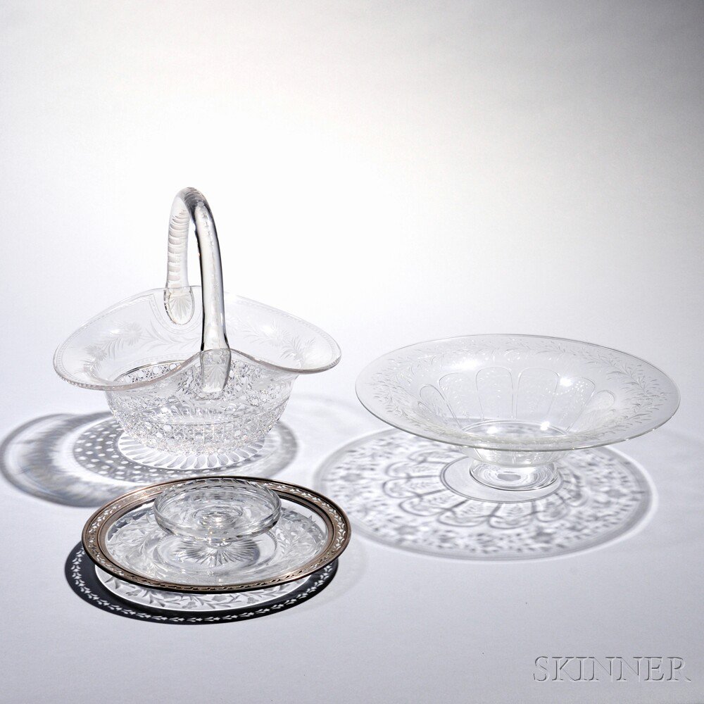 Appraisal: Three Cut Glass Serving Pieces America late th early th