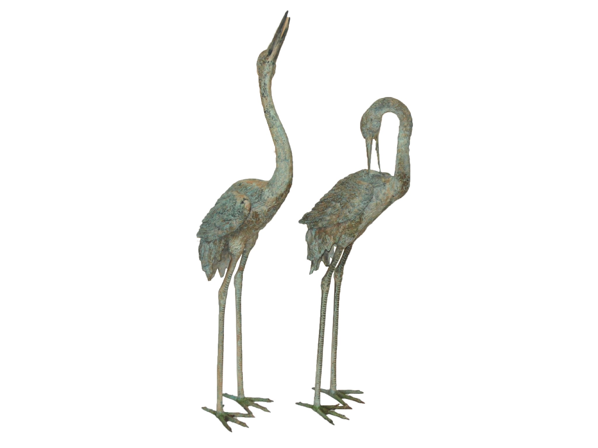 Appraisal: Two cast metal storksone preening its feathers the other with