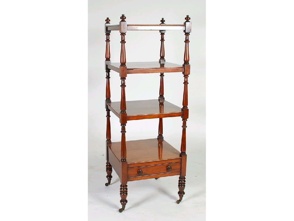 Appraisal: EARLY NINETEENTH CENTURY MAHOGANY FOUR TIER WHAT NOT square with