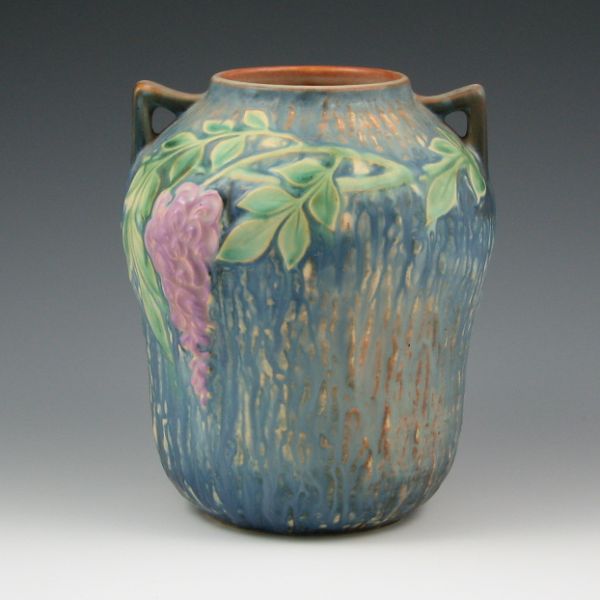 Appraisal: Roseville Wisteria - vase finished in an exceptional blue finish