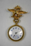 Appraisal: PENDANT WATCH - Lady's gold pendant brooch depicting a winged