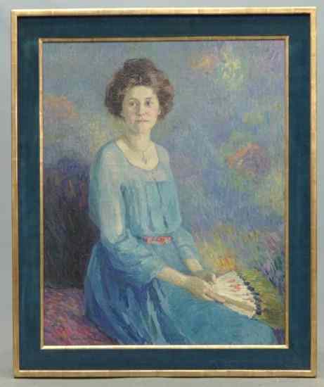 Appraisal: Painting oil on canvas signed verso ''portrait of Mrs J