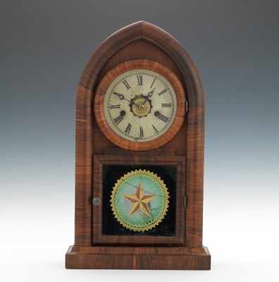 Appraisal: A Hour Beehive Clock Time-Strike-Alarm Clock ca Walnut veneer beehive