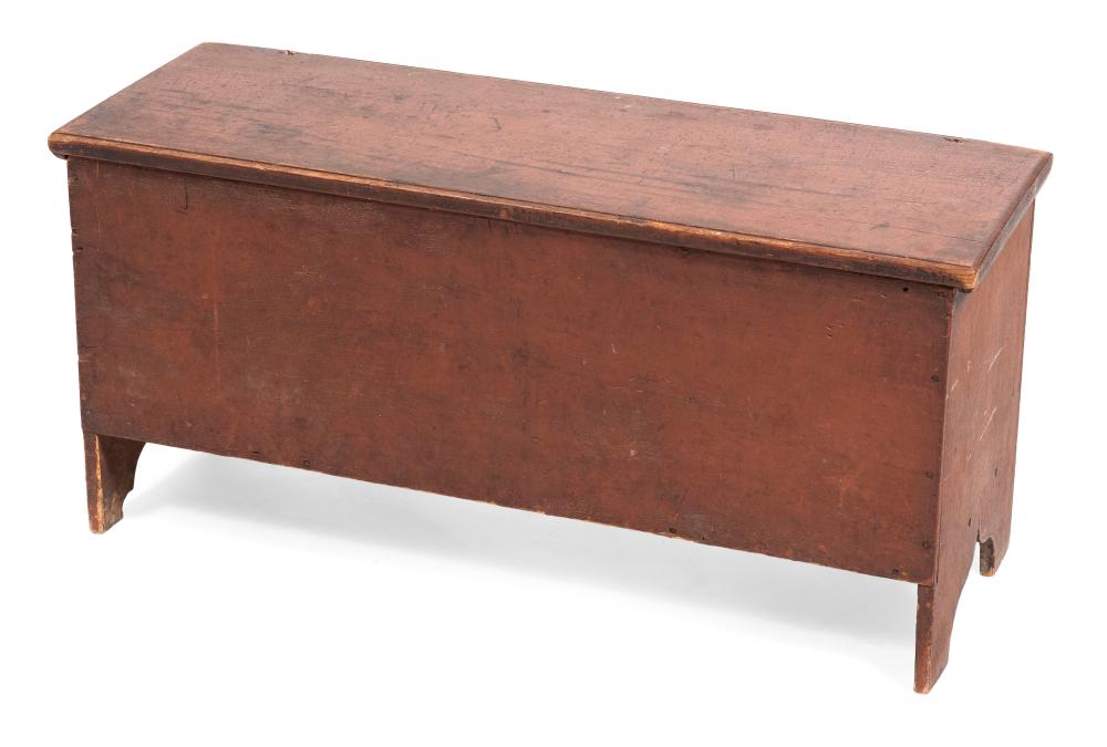 Appraisal: DIMINUTIVE BLANKET CHEST UNDER RED PAINT DATED HEIGHT WIDTH DEPTH