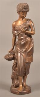 Appraisal: Vintage Unsigned Bronze Figure of a Woman Vintage Unsigned Bronze