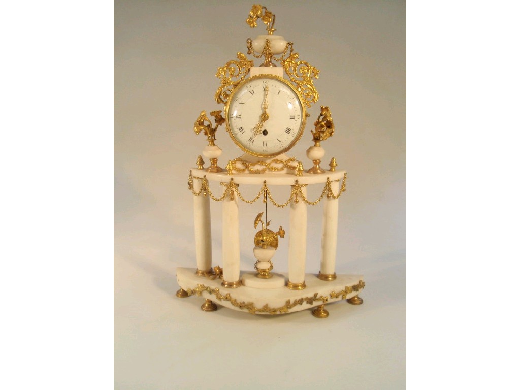 Appraisal: A thC French gilt and white marble mantel clock with